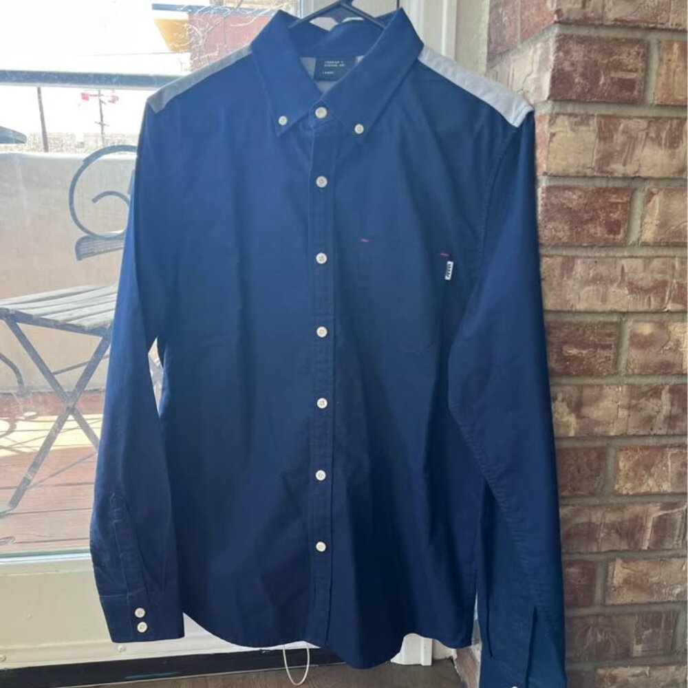 Jiberish Button Up - Blue/Grey (LARGE)